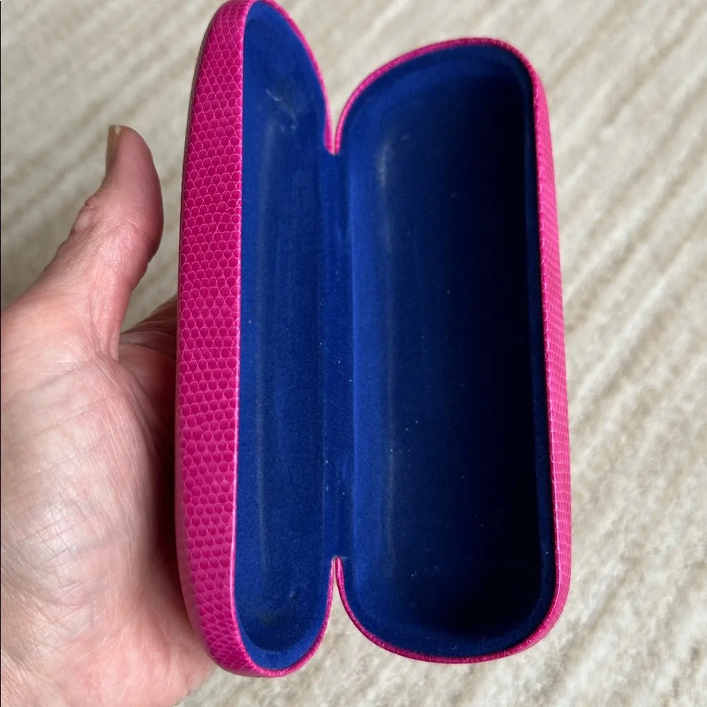 Lilly Pulitzer Hot PINK Fuchsia Clamshell Eyeglass Case Hardcase Snake Reptile